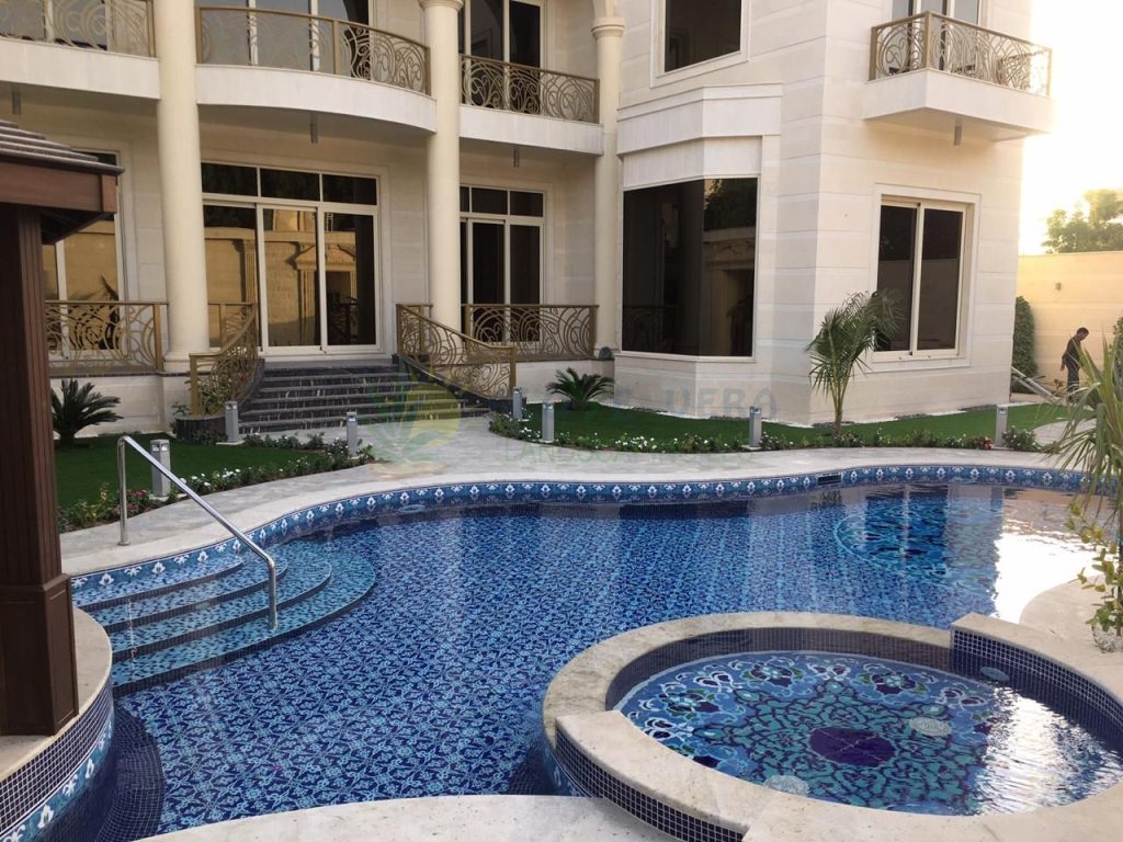 swimming pool in Dubai backyard with irregular shape