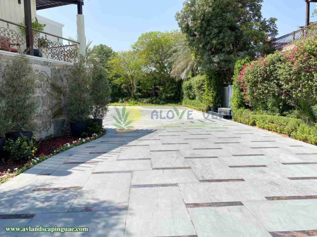 paved walkway in backyard