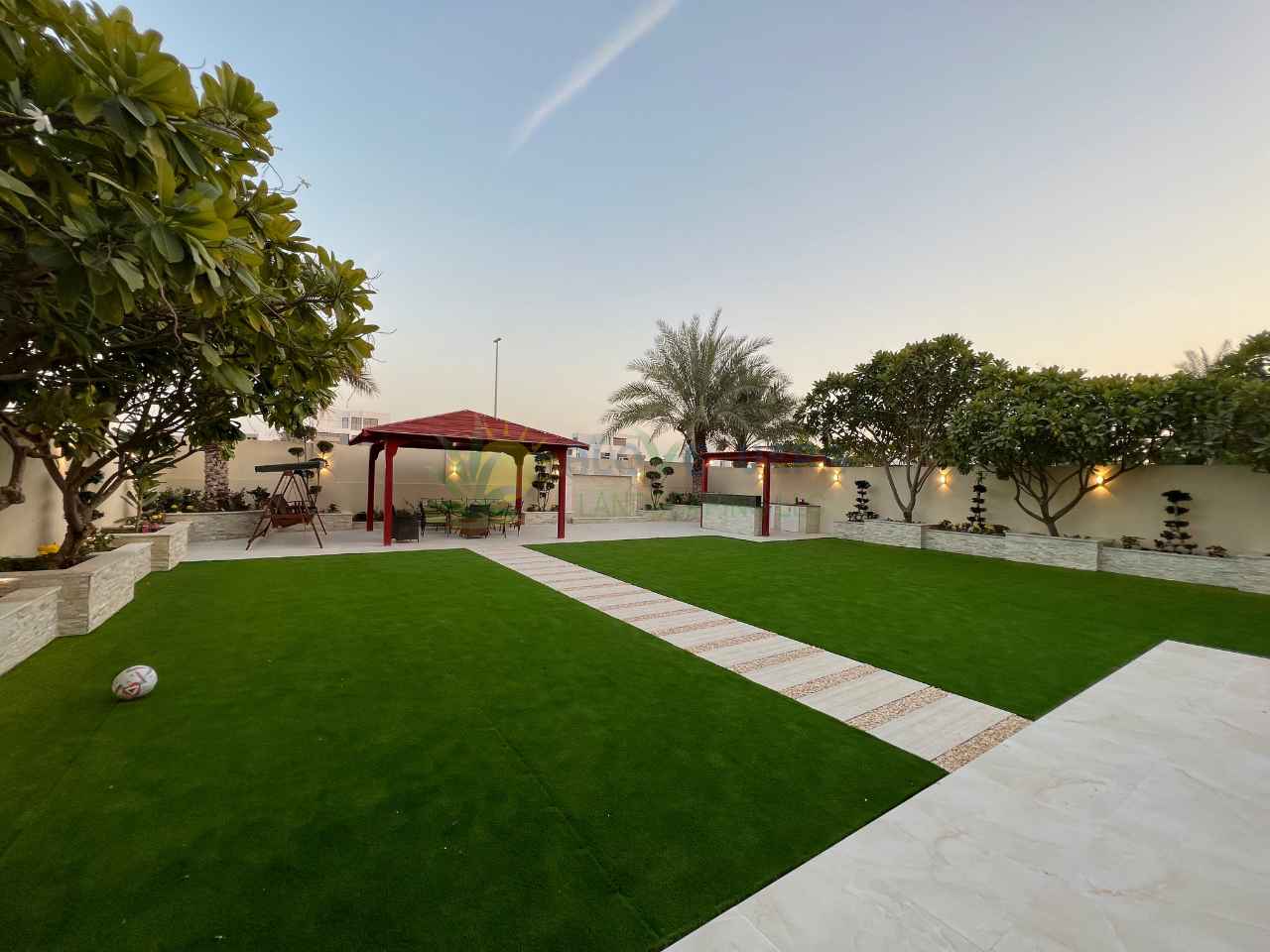 wide view of jumeirah park project of av landscaping