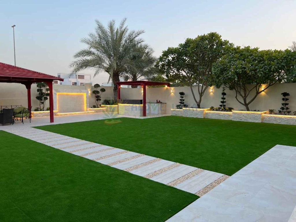 patio paved walkway to the gazebo in backyard