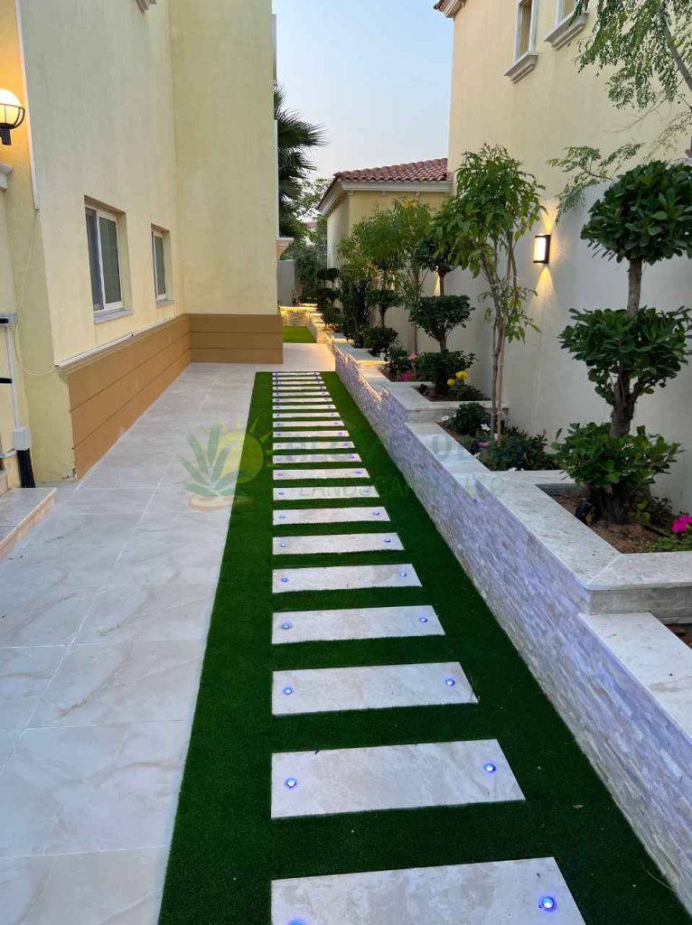 fully paved walkway in the side gallery