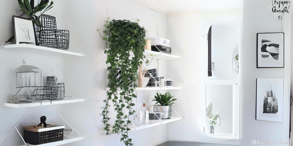 English ivy vine placed in a bookshelf