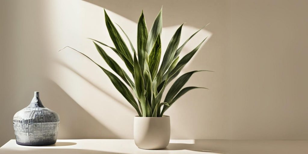 snake plant on a pane in bright sunlight