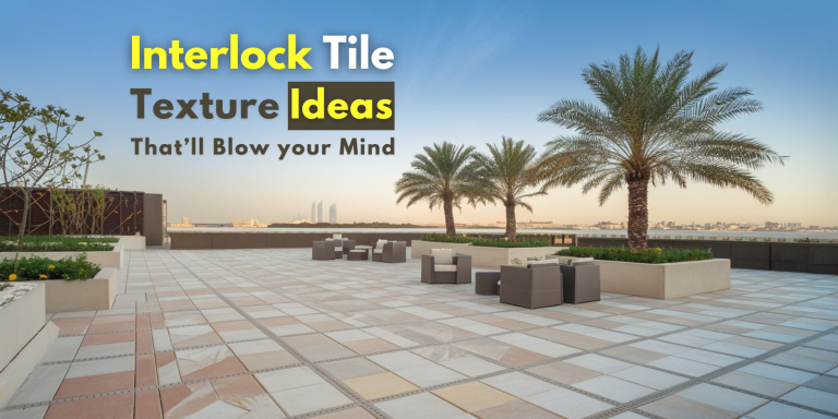 a feature image with text and background contains interlock tiles in Dubai villa