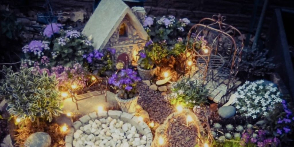 Fairy Garden Ideas in Pots with Lighting