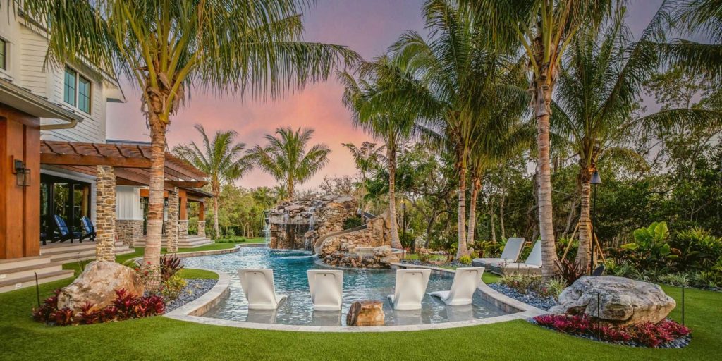 Tropical Wave Pool with Palm Trees