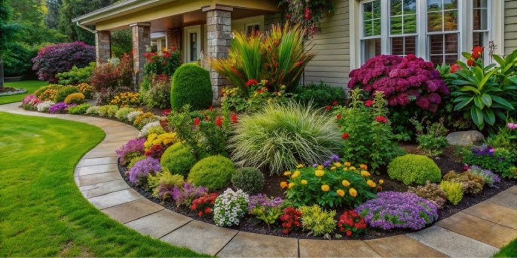 Colorful flower beds