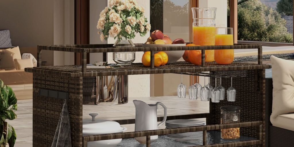 Roll Bar Cart with Shelves