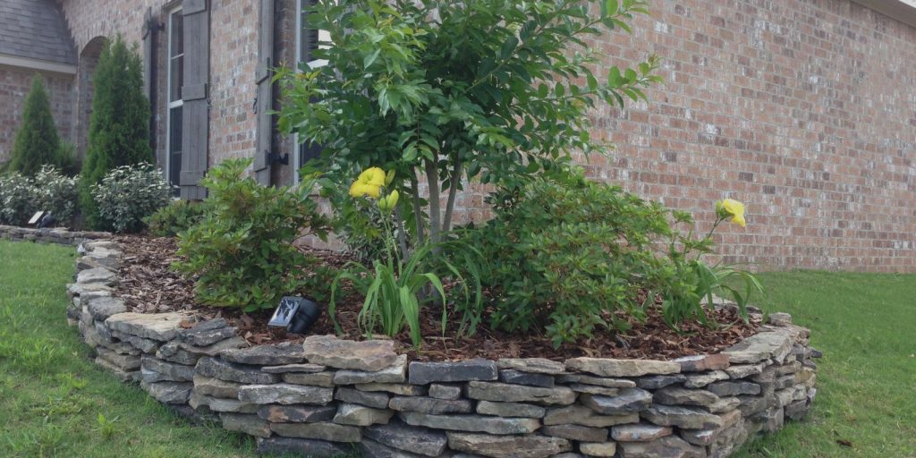 Stacked stone edging