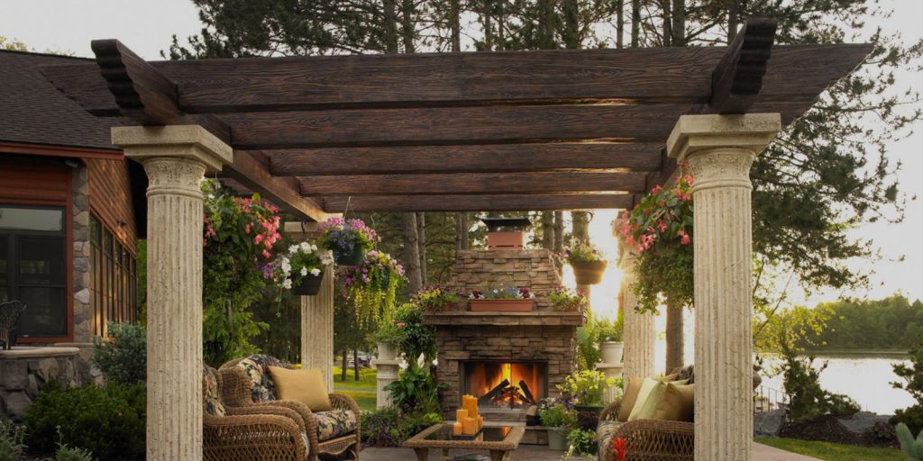 Wood and Stone Pergola