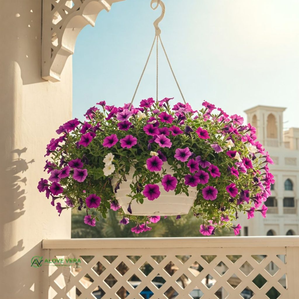 petunias outdoor plant in a spacious balcony