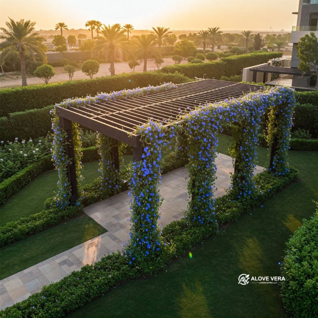 The Best Climbing Plants for Pergolas in Dubai 3 morning glory climbing plant for pergola
