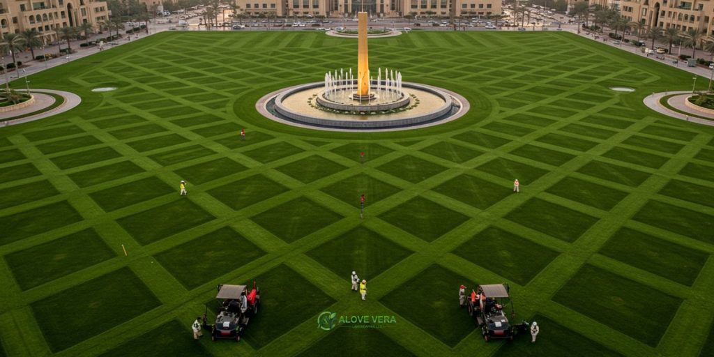 7 Trending Lawn Mowing Patterns for Luxury UAE Lawns 4 Burj Diamond Lawn Mowing Pattern