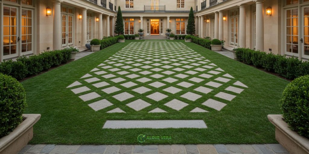 7 Trending Lawn Mowing Patterns for Luxury UAE Lawns 8 Diamond Infinity Border Lawn Pattern