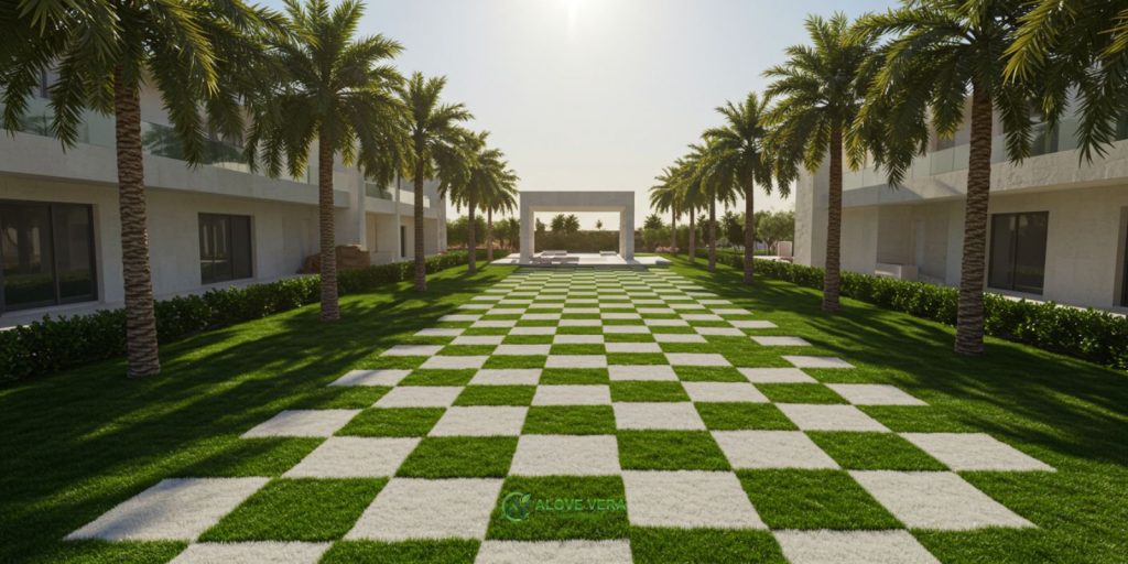 7 Trending Lawn Mowing Patterns for Luxury UAE Lawns 3 Palace Checkboard Lawn Mowing Pattern