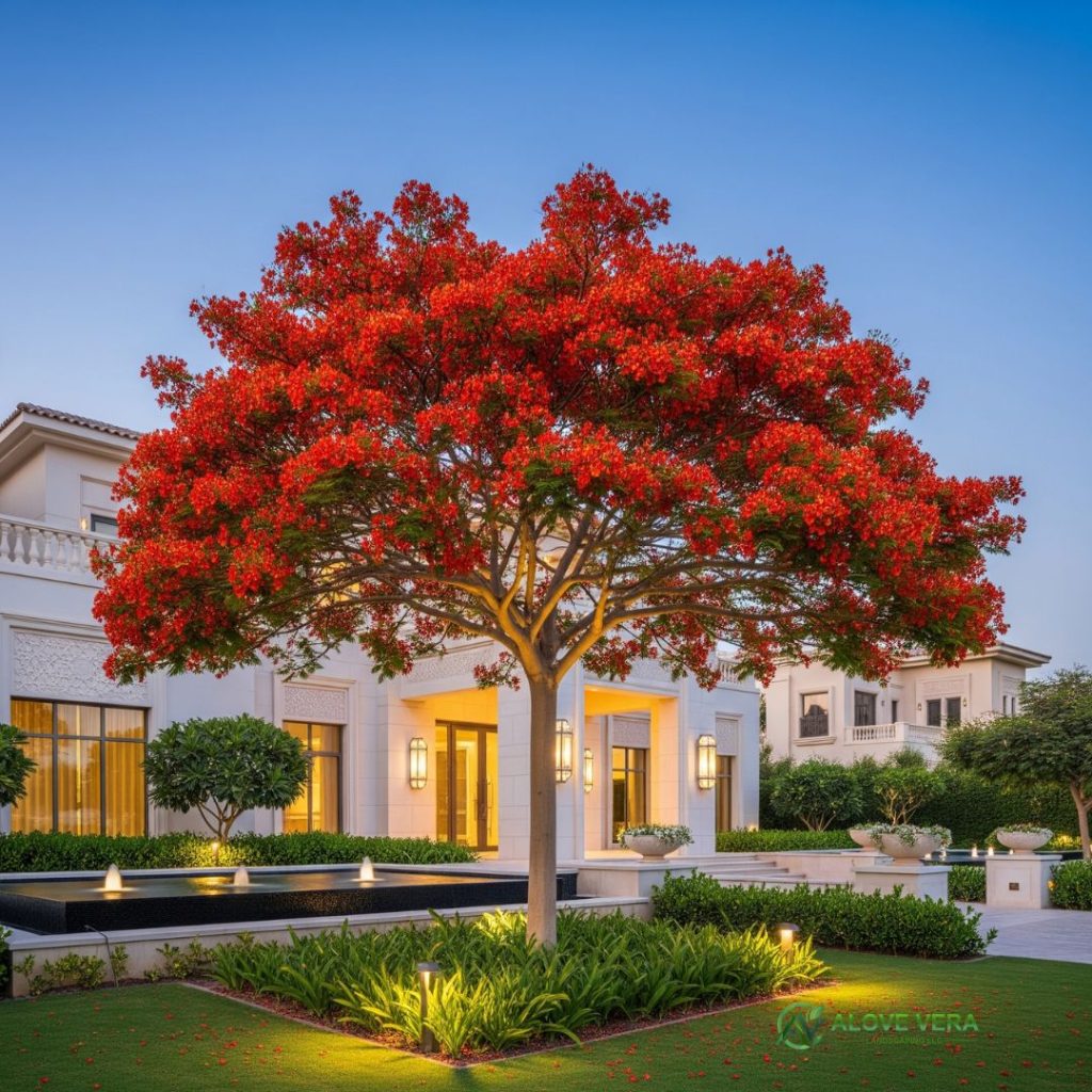 10 Best Front Yard Trees in UAE 4 luxury flame Tree in a UAE front yard