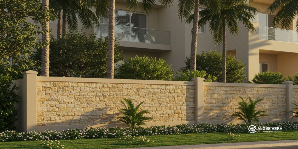 Stone Finish Walls Boundary Wall Design