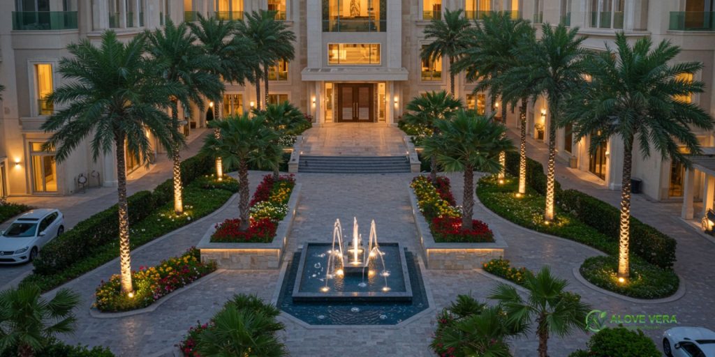 Landscaping Ideas for Luxury Villa Entrances in Dubai 8 Mixed Elements (Grand Entrance)