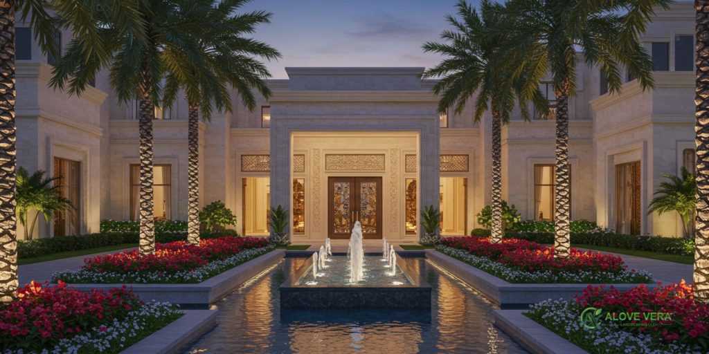 Landscaping Ideas for Luxury Villa Entrances in Dubai 4 Water Features in Luxury Villa Entrance Ideas