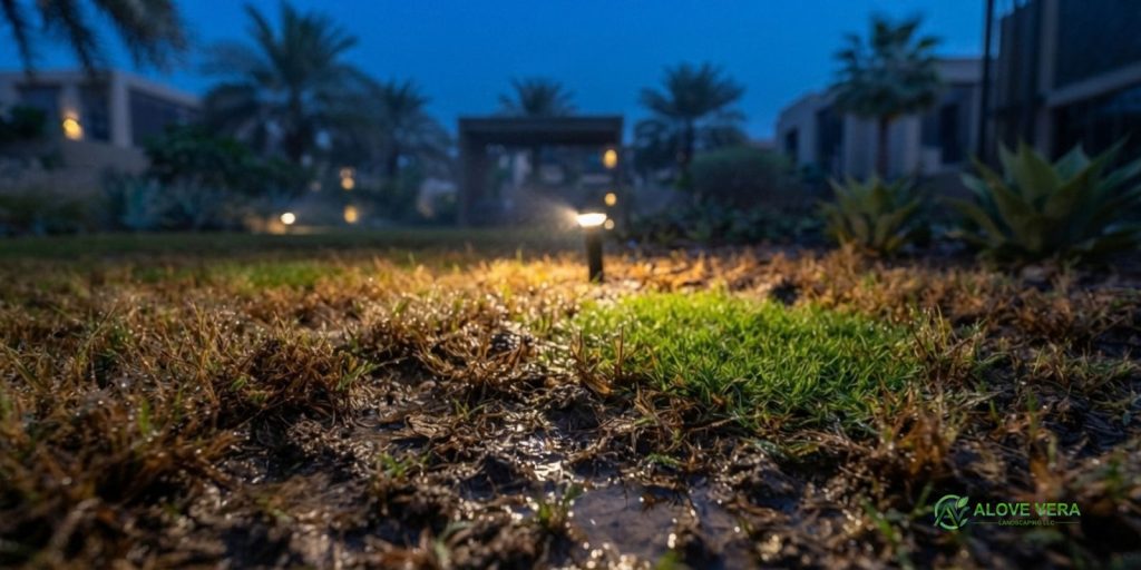 Brown Grass in UAE Gardens